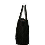 Small Kelly Shopper Black Velvet Brushed Gold Hardware