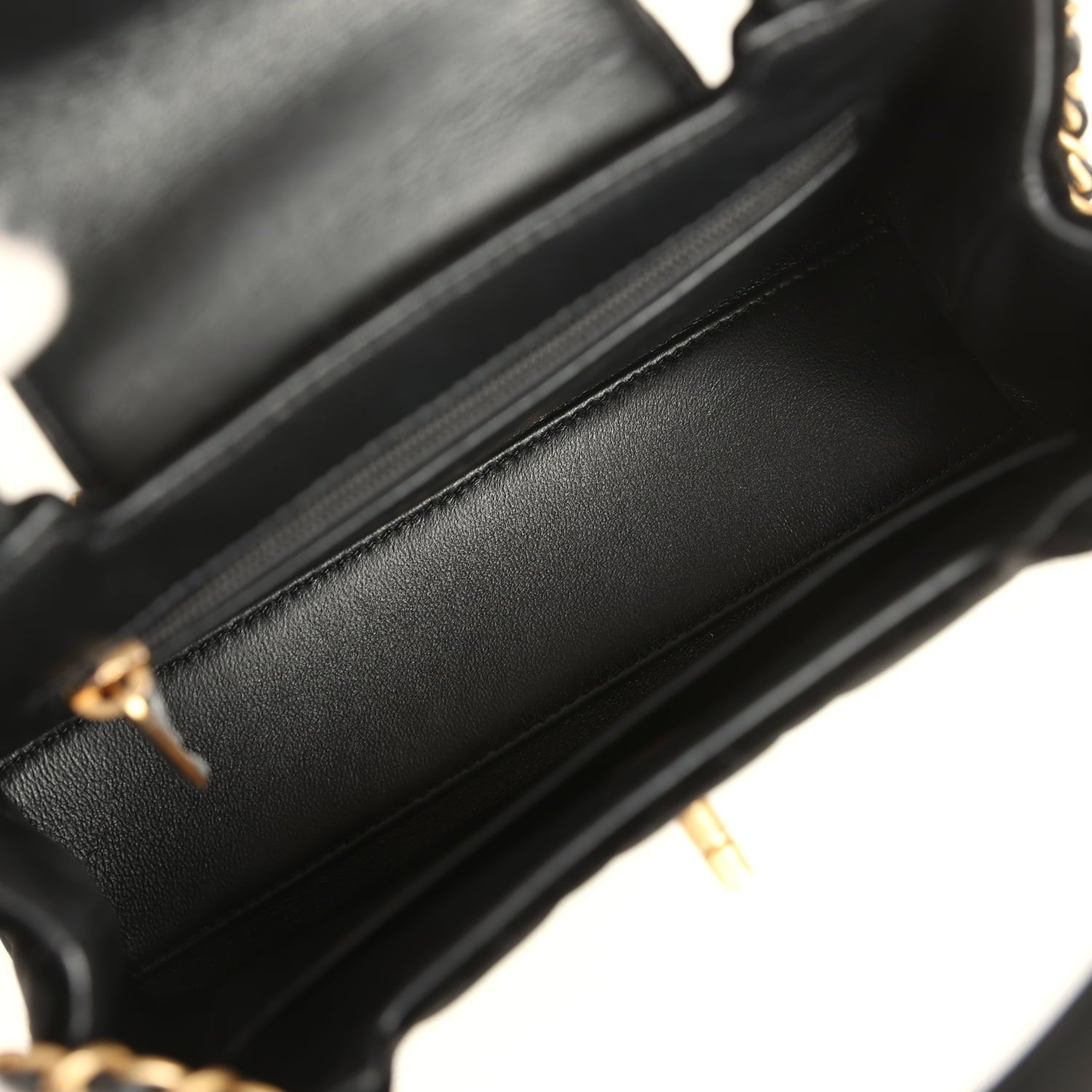 Small Kelly Shopper Black Velvet Brushed Gold Hardware