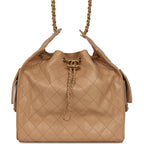 Medium 25 Hobo Bag Beige Caviar Antique Gold Hardware