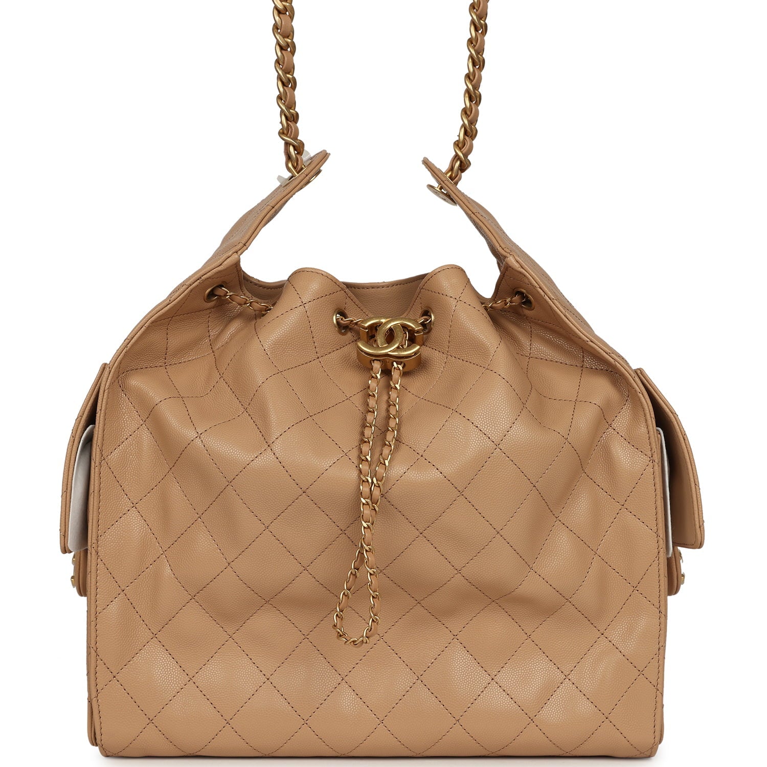 Medium 25 Hobo Bag Beige Caviar Antique Gold Hardware