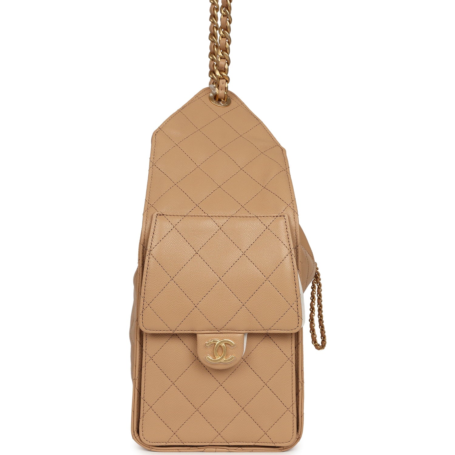 Medium 25 Hobo Bag Beige Caviar Antique Gold Hardware