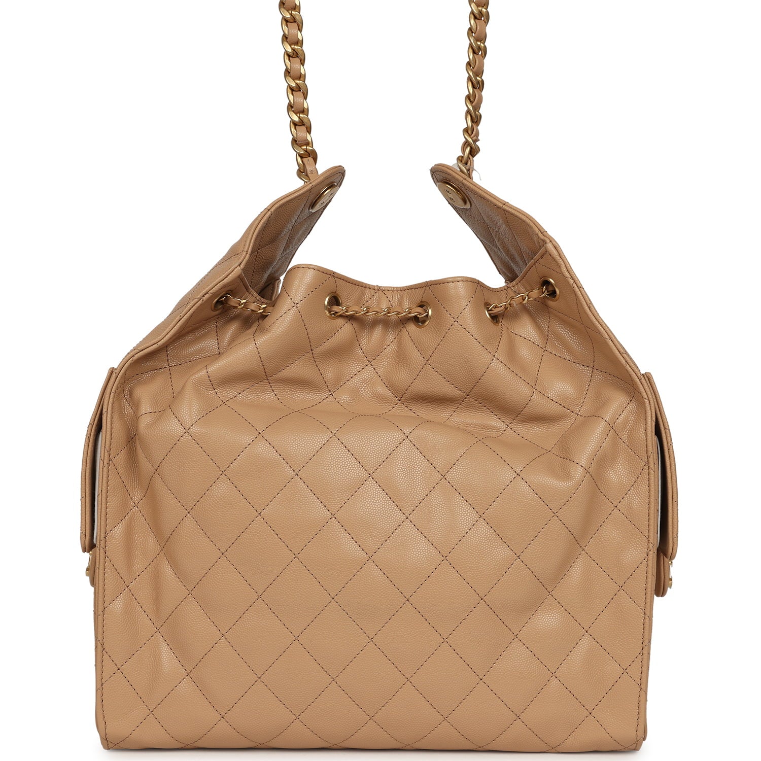 Medium 25 Hobo Bag Beige Caviar Antique Gold Hardware
