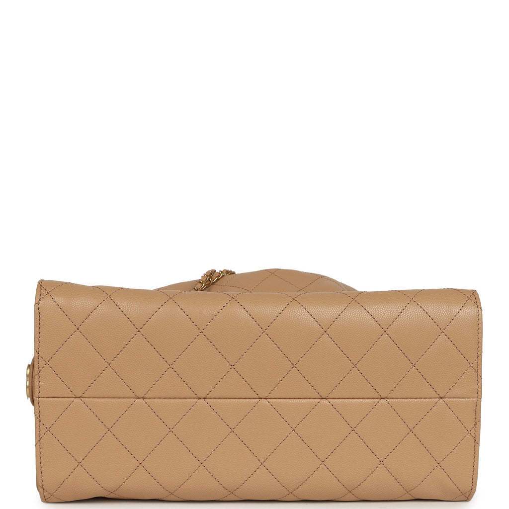 Medium 25 Hobo Bag Beige Caviar Antique Gold Hardware