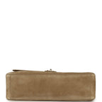 Maxi "Souplissimo" Large Flap Bag Dark Beige Suede Gold Hardware
