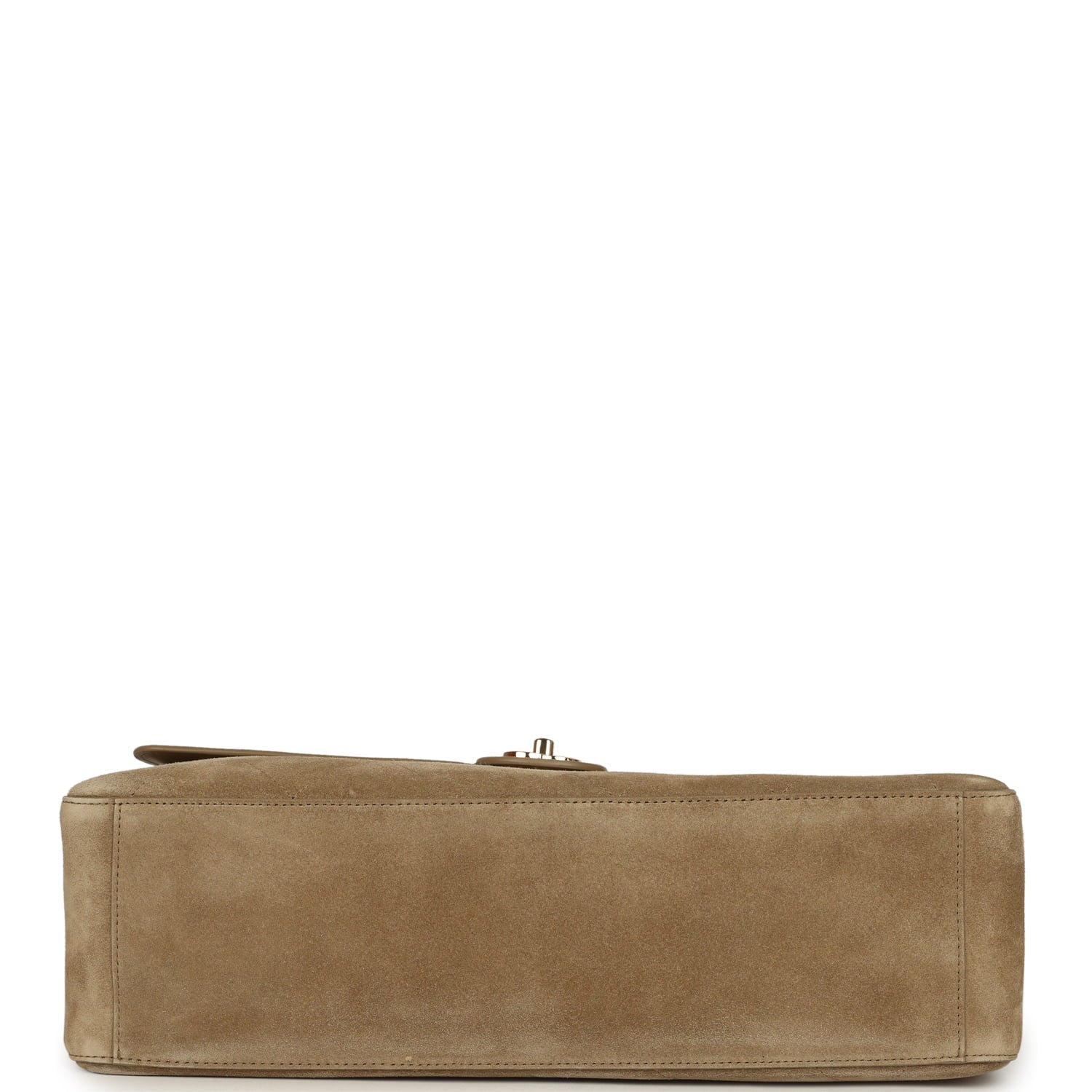 Maxi "Souplissimo" Large Flap Bag Dark Beige Suede Gold Hardware