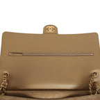 Maxi "Souplissimo" Large Flap Bag Dark Beige Suede Gold Hardware