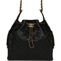 Medium 25 Hobo Bag Black Caviar Antique Gold Hardware