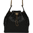 Medium 25 Hobo Bag Black Caviar Antique Gold Hardware