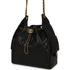 Medium 25 Hobo Bag Black Caviar Antique Gold Hardware