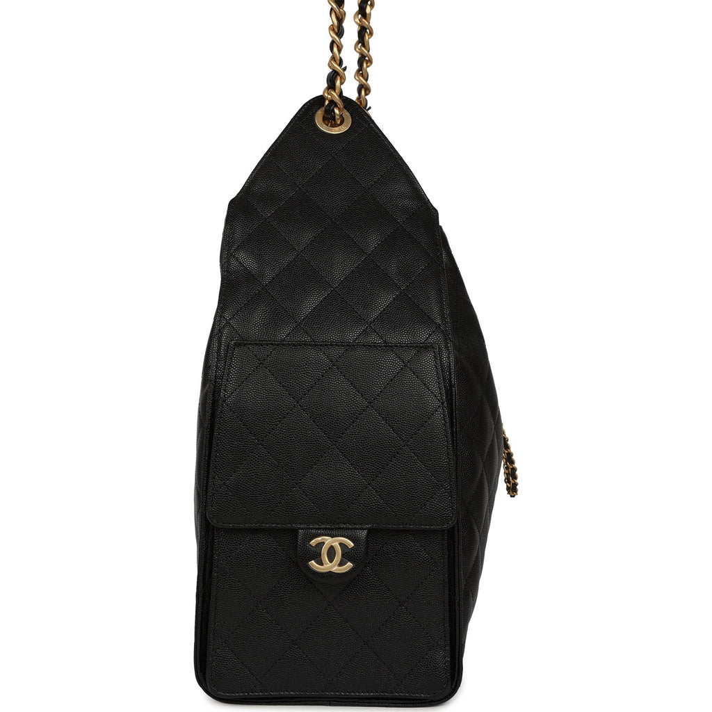 Medium 25 Hobo Bag Black Caviar Antique Gold Hardware