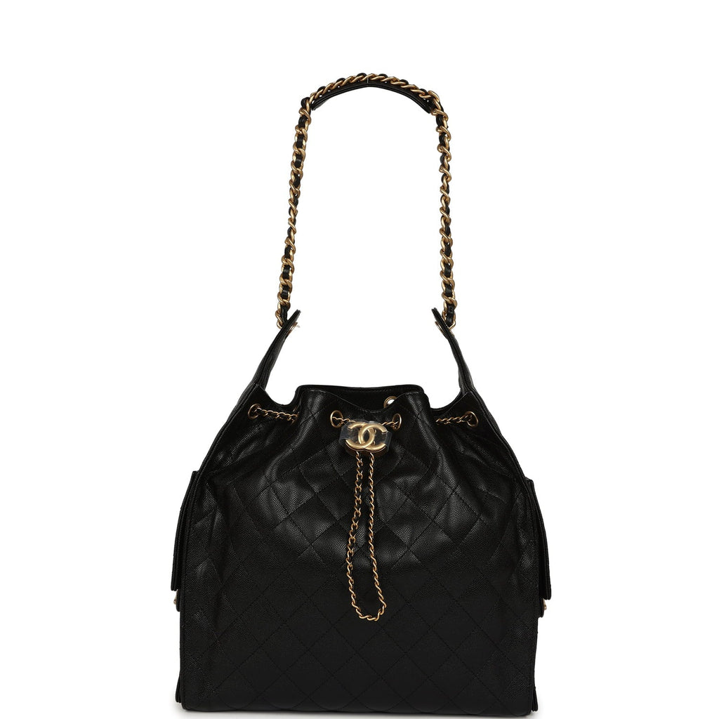 Medium 25 Hobo Bag Black Caviar Antique Gold Hardware