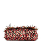 Small CC Shopping Bag Red, Beige, Black Braided Raffia Gold Hardware