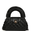 Small Fringe Kelly Black Lambskin Gold Hardware