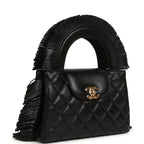 Small Fringe Kelly Black Lambskin Gold Hardware