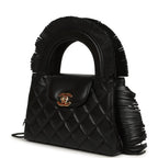 Small Fringe Kelly Black Lambskin Gold Hardware