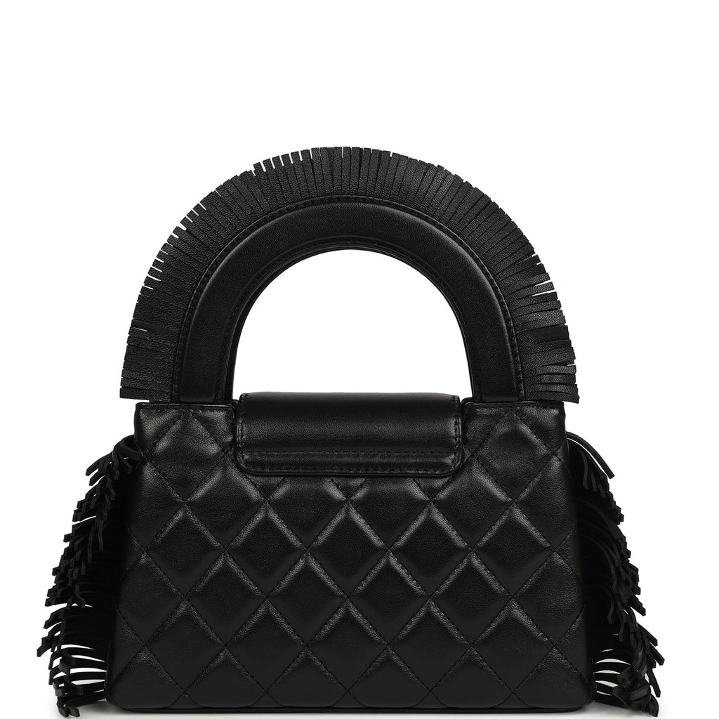 Small Fringe Kelly Black Lambskin Gold Hardware