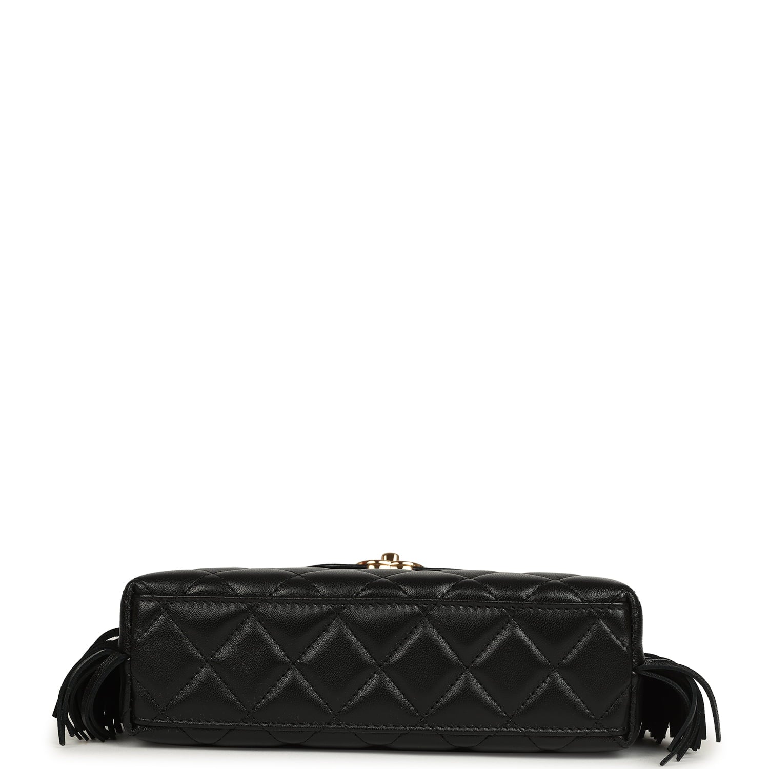 Small Fringe Kelly Black Lambskin Gold Hardware