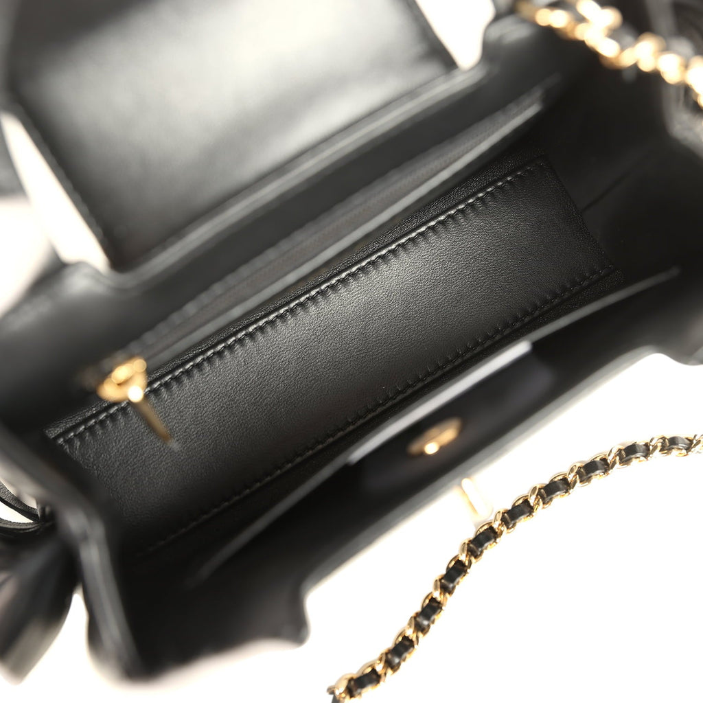 Small Fringe Kelly Black Lambskin Gold Hardware