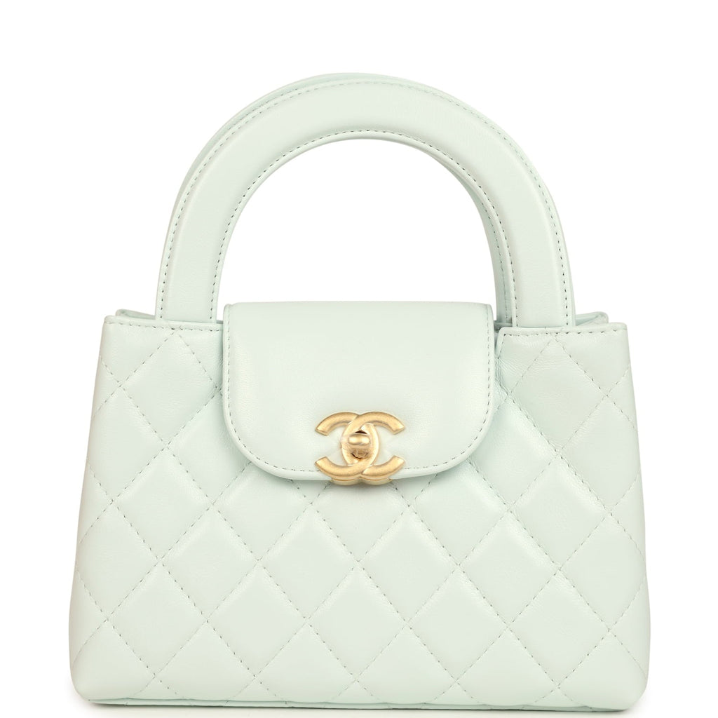 Small Kelly Shopper Mint Shiny Lambskin Brushed Gold Hardware