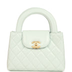 Small Kelly Shopper Mint Shiny Lambskin Brushed Gold Hardware