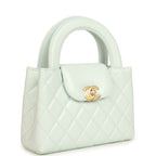 Small Kelly Shopper Mint Shiny Lambskin Brushed Gold Hardware