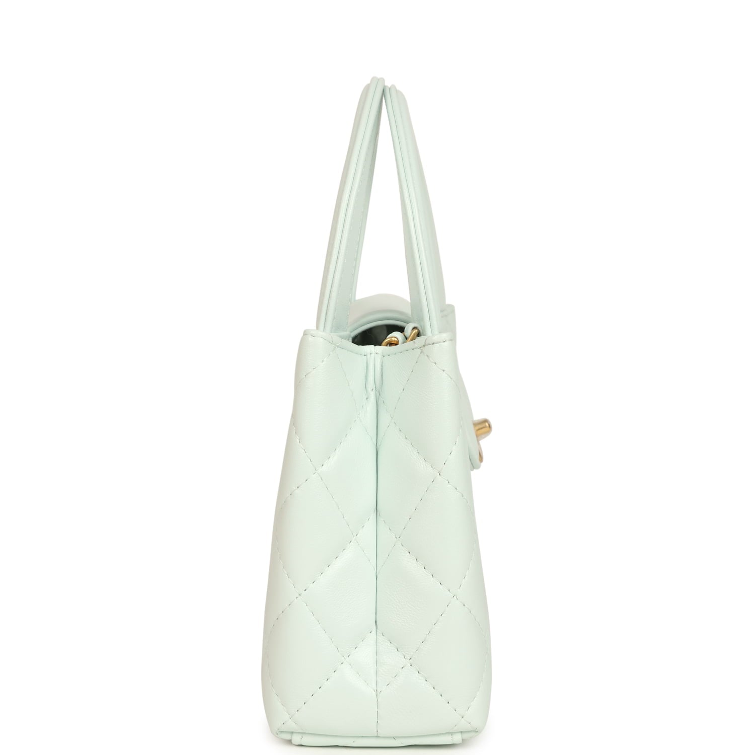Small Kelly Shopper Mint Shiny Lambskin Brushed Gold Hardware