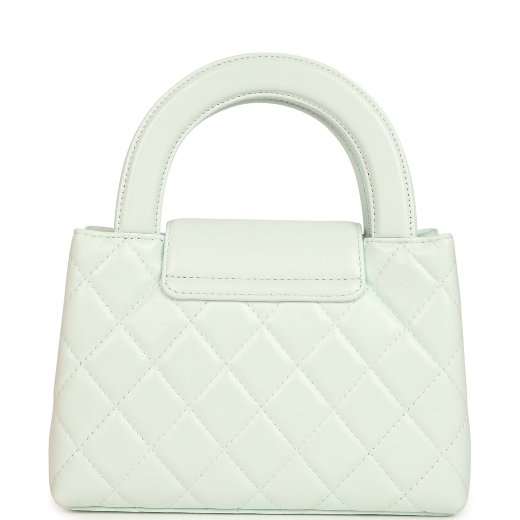 Small Kelly Shopper Mint Shiny Lambskin Brushed Gold Hardware