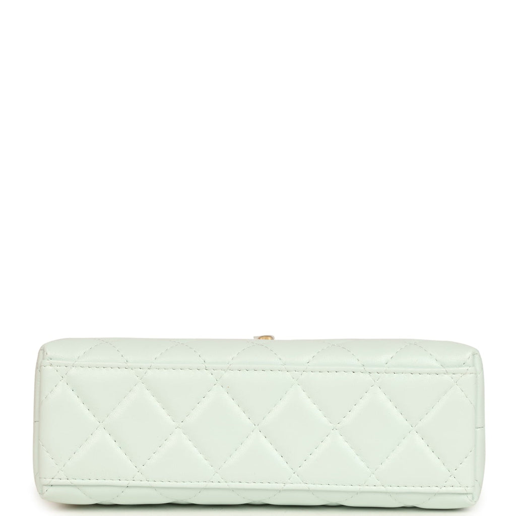 Small Kelly Shopper Mint Shiny Lambskin Brushed Gold Hardware
