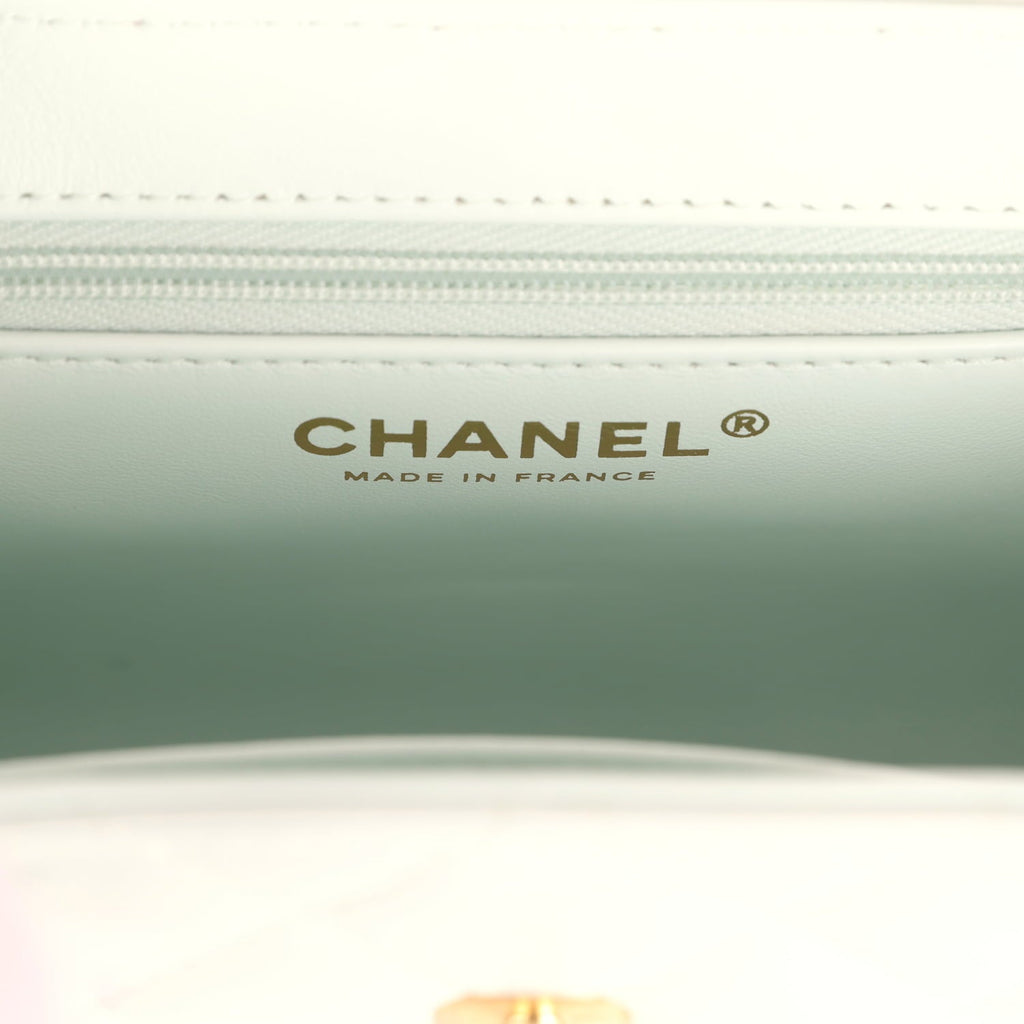 Small Kelly Shopper Mint Shiny Lambskin Brushed Gold Hardware