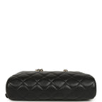 Mini Bowling Clutch with Chain Straps Black Shiny Caviar Light Gold Hardware