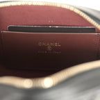 Mini Bowling Clutch with Chain Straps Black Shiny Caviar Light Gold Hardware