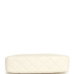 Small Quilted Clutch Bag with Chain Strap White Caviar Silver Hardware