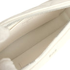 Small Quilted Clutch Bag with Chain Strap White Caviar Silver Hardware