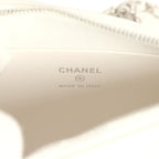 Small Quilted Clutch Bag with Chain Strap White Caviar Silver Hardware