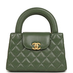 Small Kelly Shopper Khaki Shiny Aged Calfskin Brushed Gold Hardware