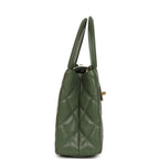 Small Kelly Shopper Khaki Shiny Aged Calfskin Brushed Gold Hardware