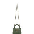 Small Kelly Shopper Khaki Shiny Aged Calfskin Brushed Gold Hardware