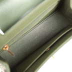 Small Kelly Shopper Khaki Shiny Aged Calfskin Brushed Gold Hardware