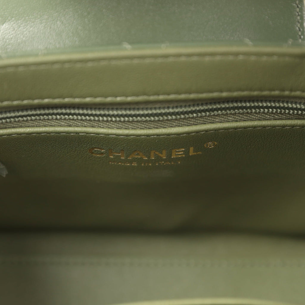 Small Kelly Shopper Khaki Shiny Aged Calfskin Brushed Gold Hardware