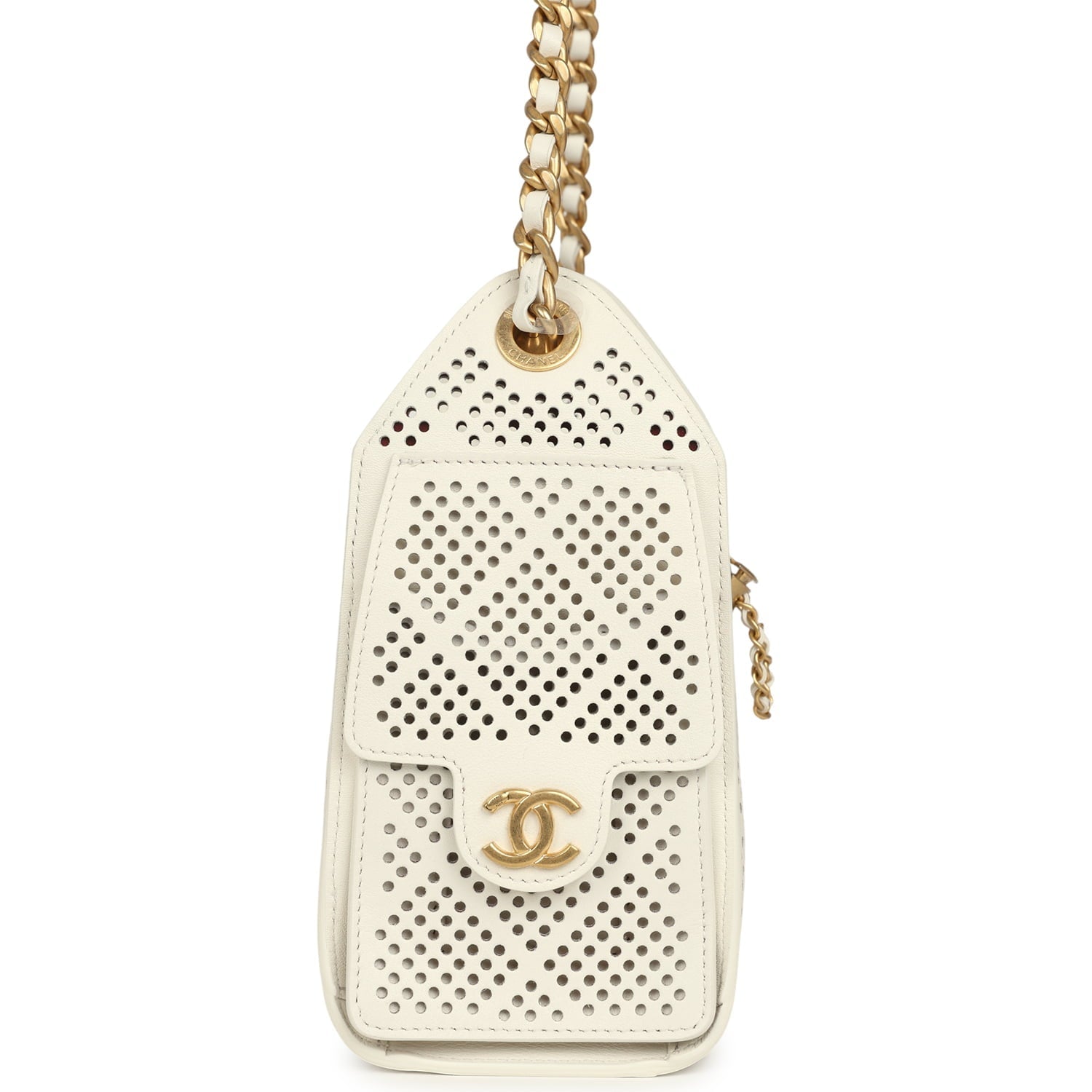 Mini 25 Hobo Bag White Perforated Calfskin Antique Gold Hardware