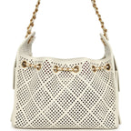 Mini 25 Hobo Bag White Perforated Calfskin Antique Gold Hardware