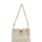 Mini 25 Hobo Bag White Perforated Calfskin Antique Gold Hardware