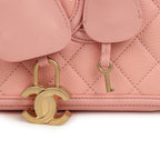 Medium CC Filigree Vanity Case Pink Caviar Brushed Gold Hardware