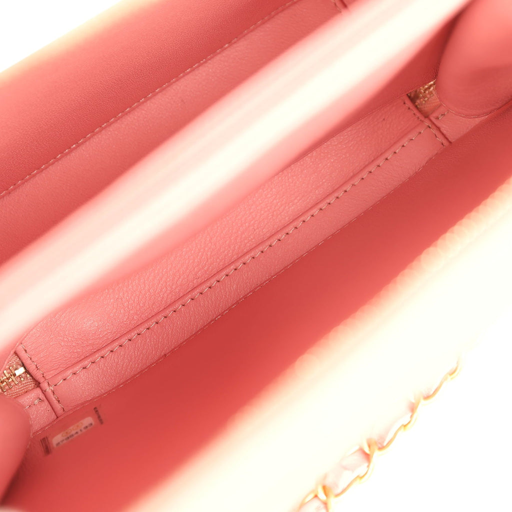 Medium CC Filigree Vanity Case Pink Caviar Brushed Gold Hardware
