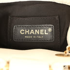 Mini Pearl Top Handle Bucket Bag White Calfskin Antique Gold Hardware