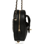 CC In Love Large Heart Bag with Chain Black Lambskin Light Gold Hardware