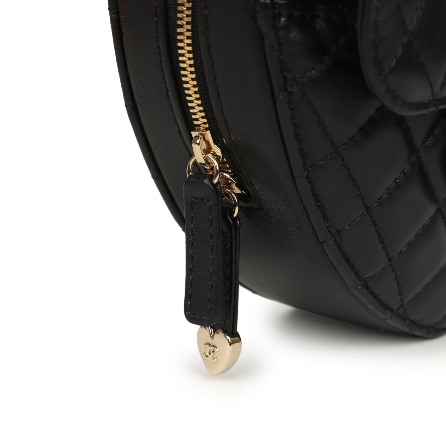 CC In Love Large Heart Bag with Chain Black Lambskin Light Gold Hardware