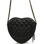 CC In Love Large Heart Bag with Chain Black Lambskin Light Gold Hardware
