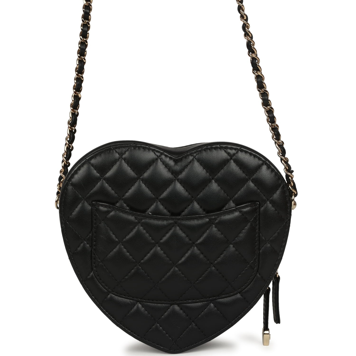 CC In Love Large Heart Bag with Chain Black Lambskin Light Gold Hardware