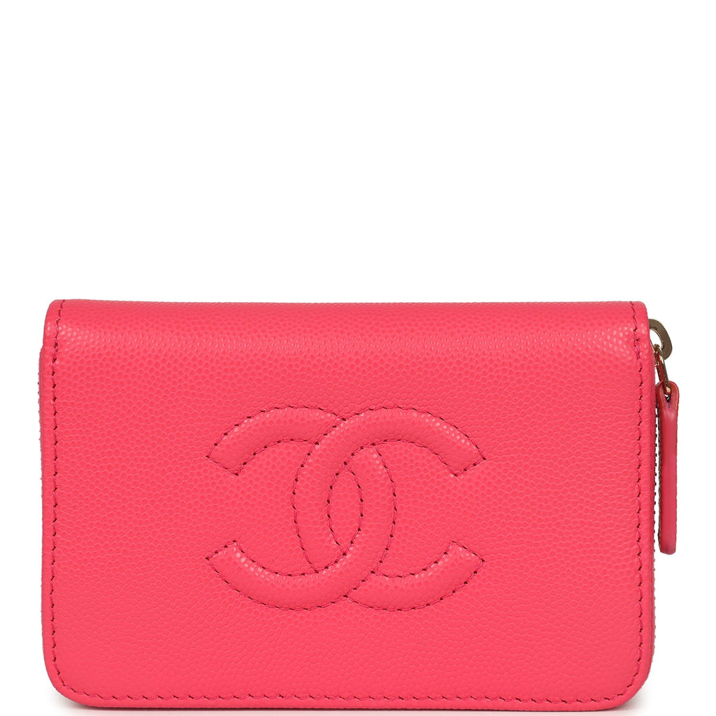 CC Zipped Wallet Fuchsia Shiny Caviar Light Gold Hardware